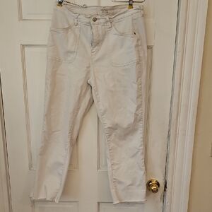 Nicole Miller White Ankle Cropped Jeans Lightweight Denim